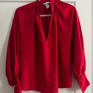 H&M Scarlet Blouse with Gathered Neckline